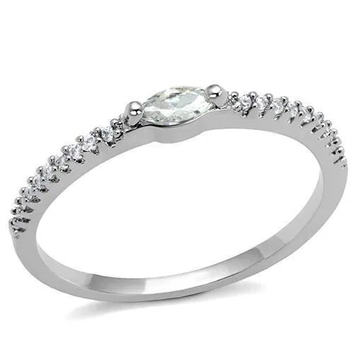 3W1225 - Brass Ring Rhodium Women AAA Grade CZ Clear