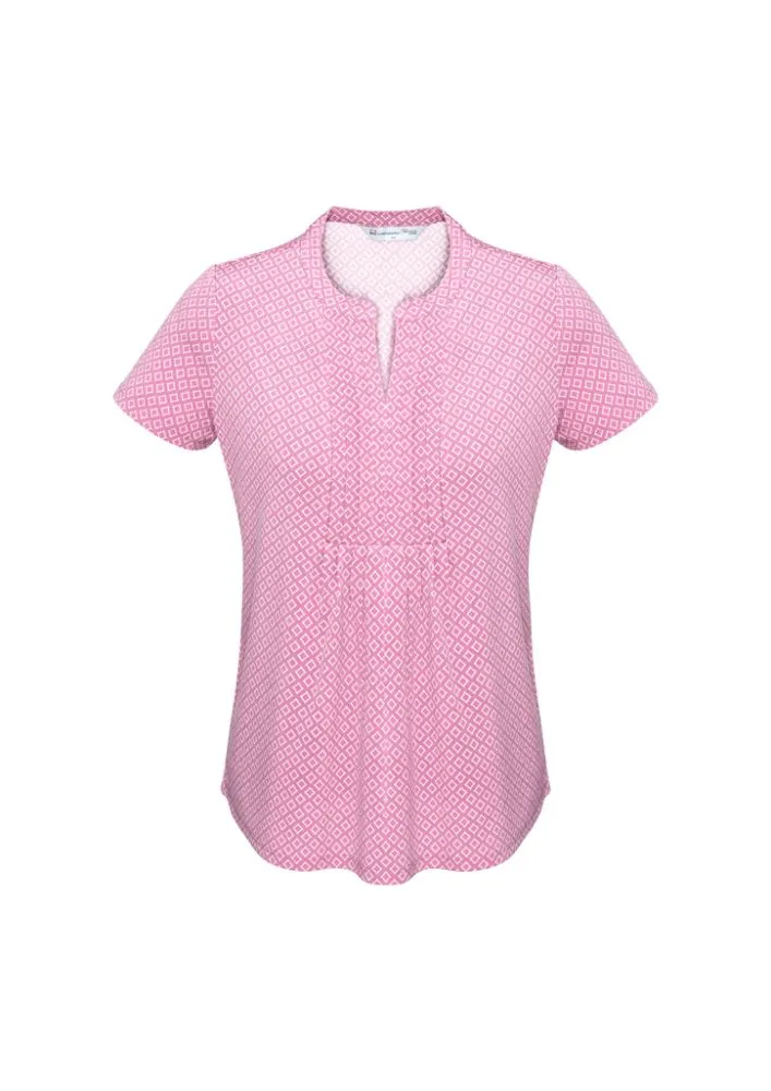 Advatex Ladies Ella Diamond Pleat Knit Top - Melon - 24 - Biz Collection
