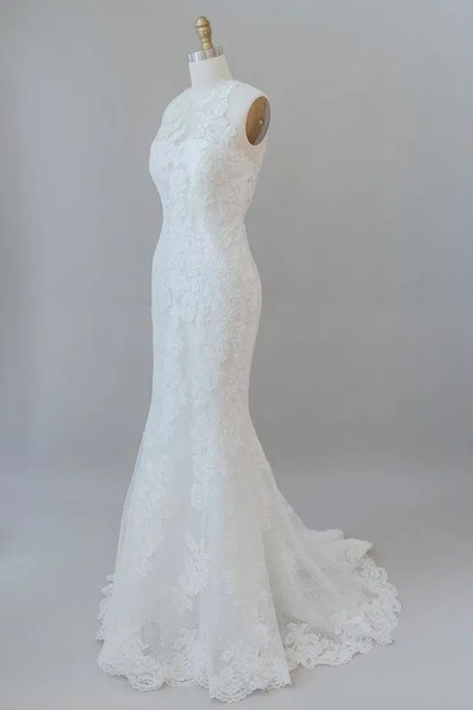 Awesome Illusion Lace Mermaid Elegant Wedding Dresses