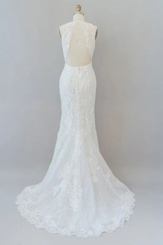 Awesome Illusion Lace Mermaid Elegant Wedding Dresses