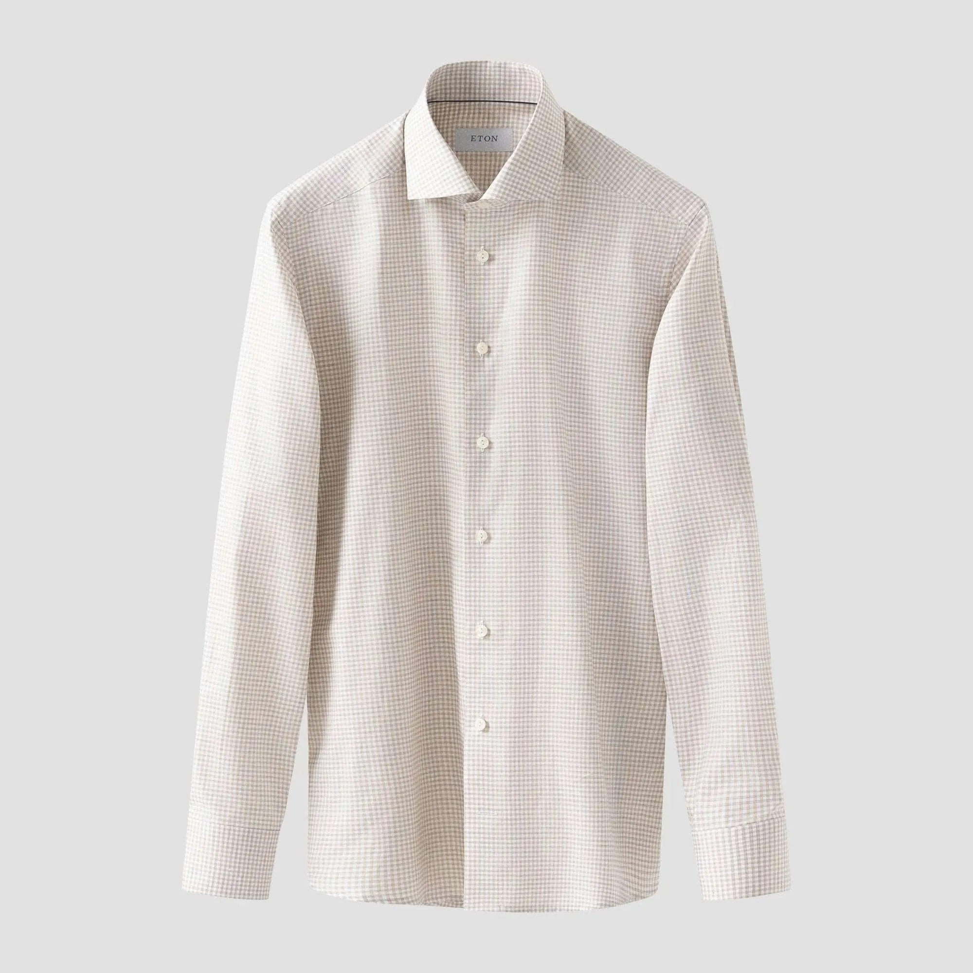 Beige Check Signature Oxford Contemporary Fit Shirt - ETON