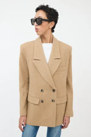 Beige Wool Herringbone Blazer