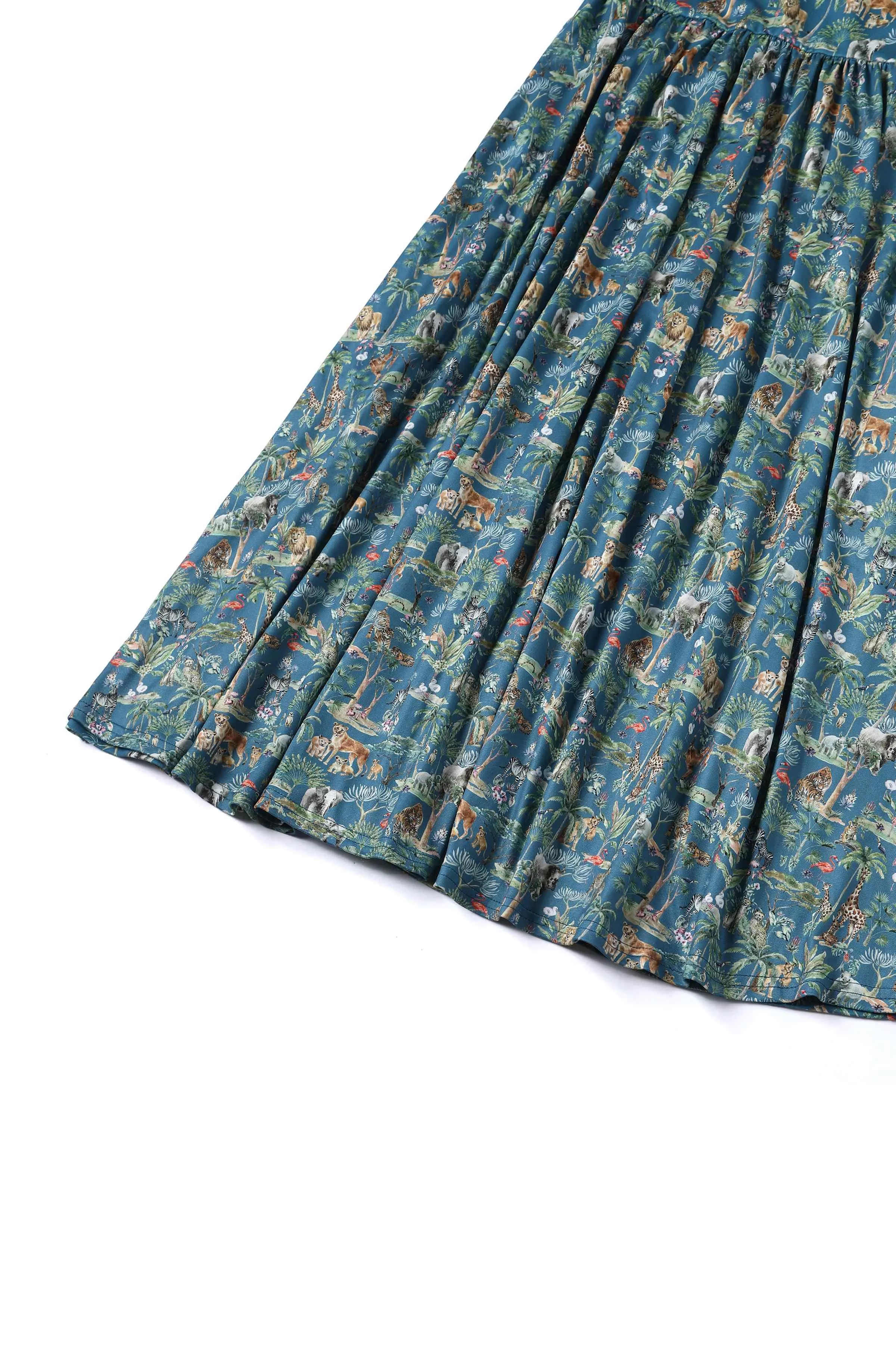 Billie Safari Animal Blue Long Sleeved Dress
