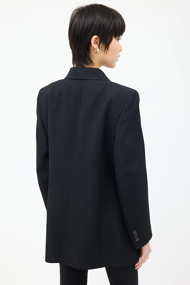 Black Wool Hourglass Double Breasted Blazer