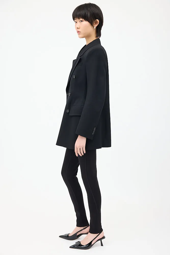Black Wool Hourglass Double Breasted Blazer