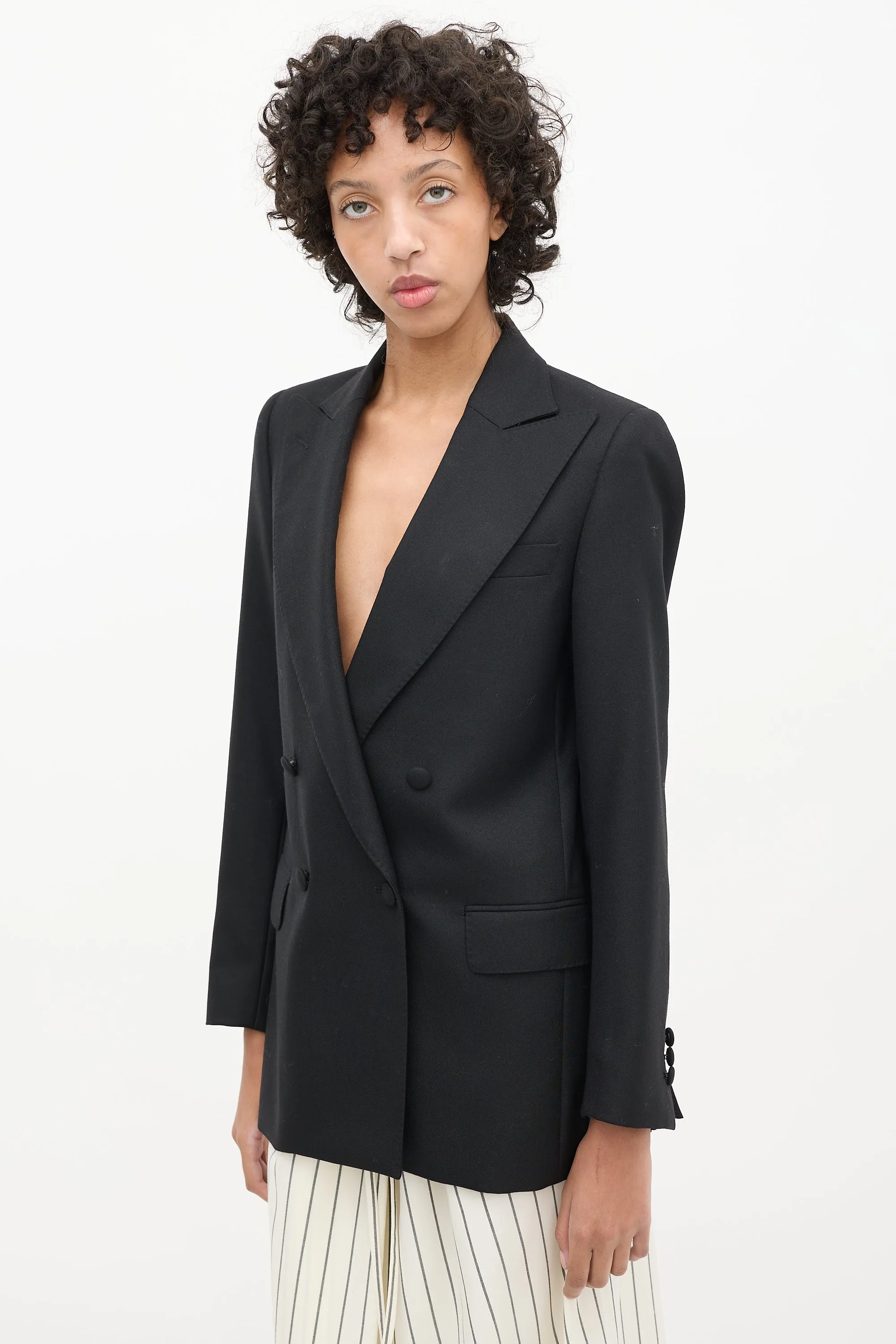 Black Wool Maggie Double Breasted Blazer