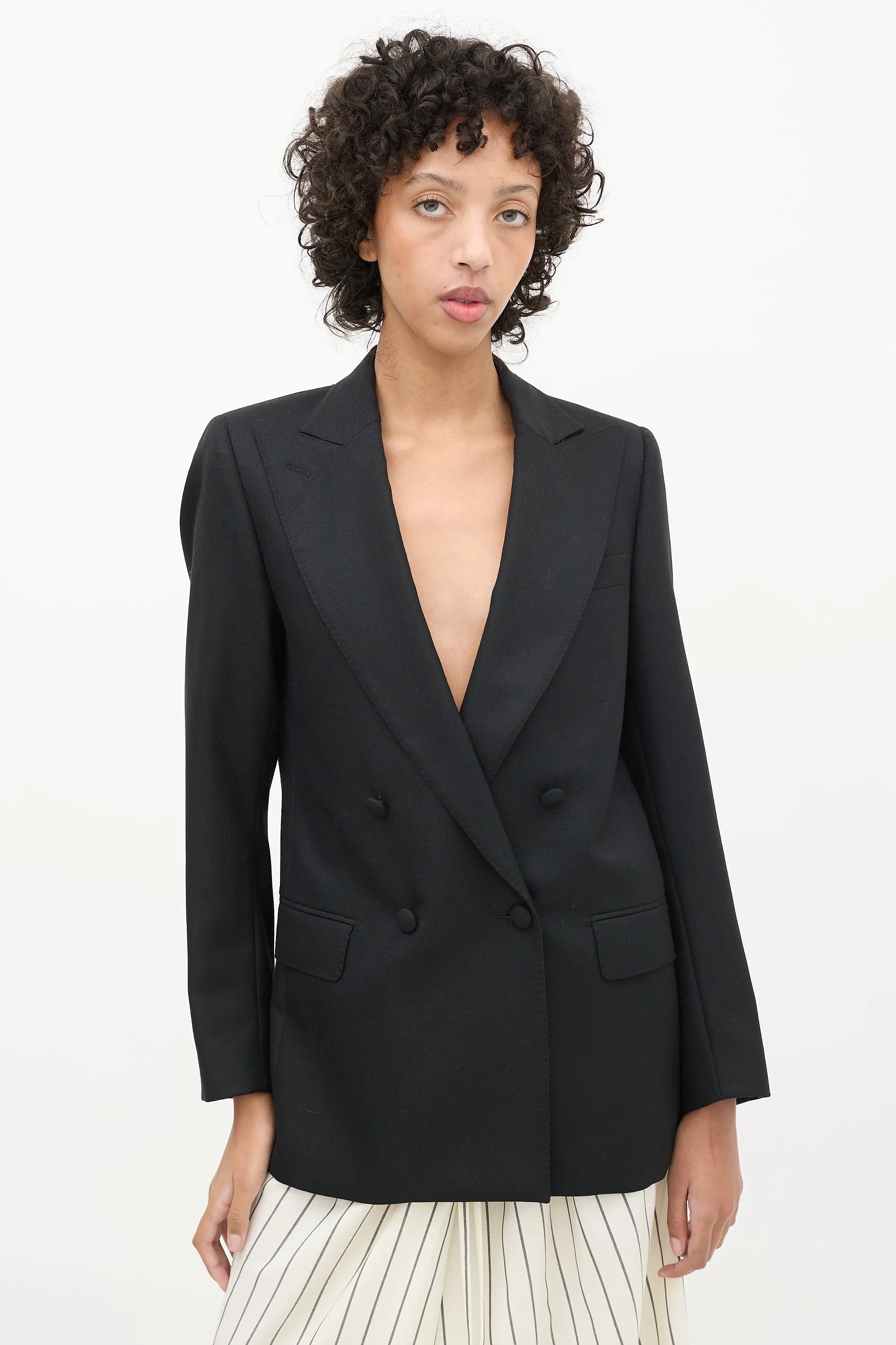 Black Wool Maggie Double Breasted Blazer