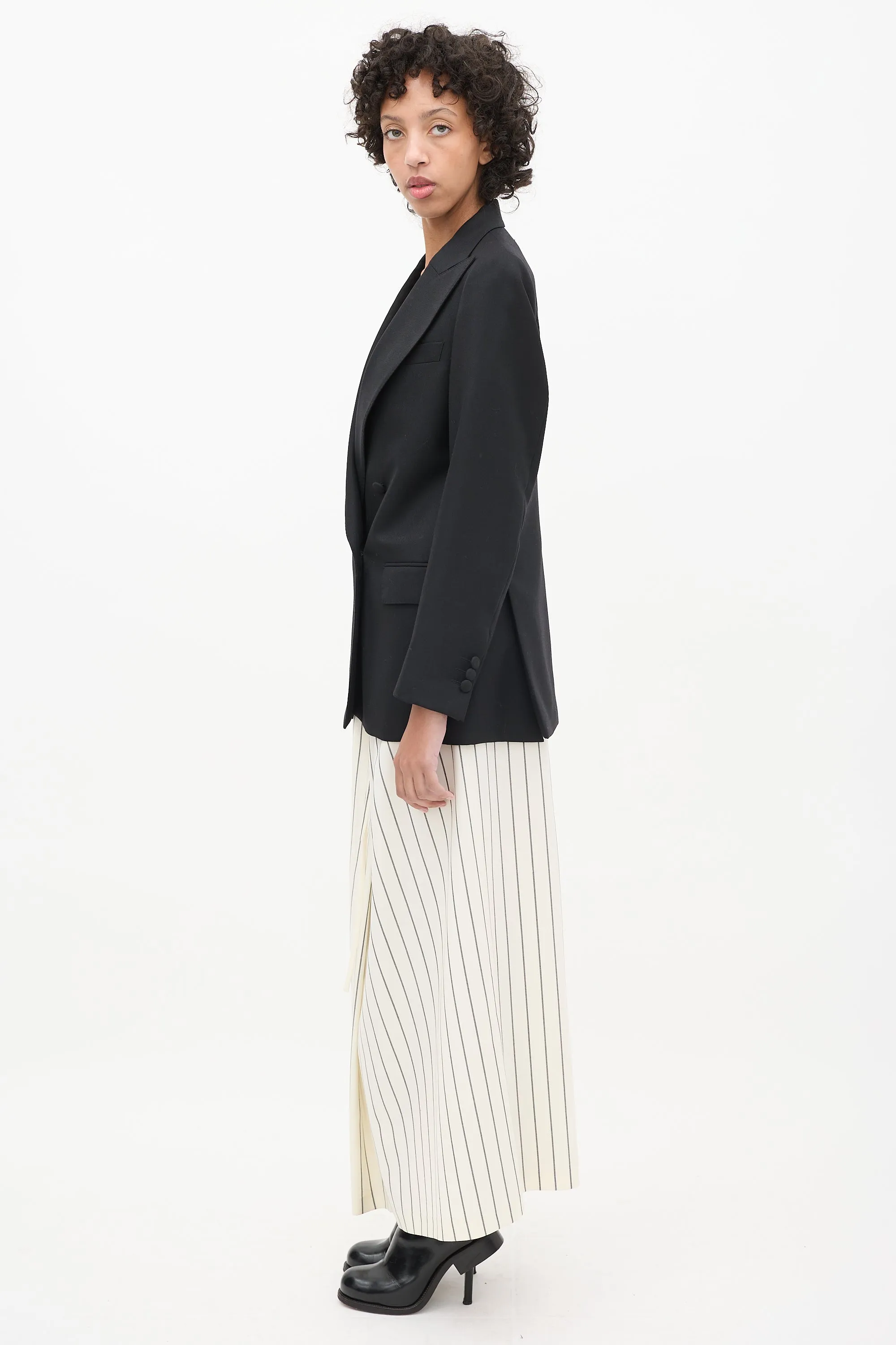 Black Wool Maggie Double Breasted Blazer