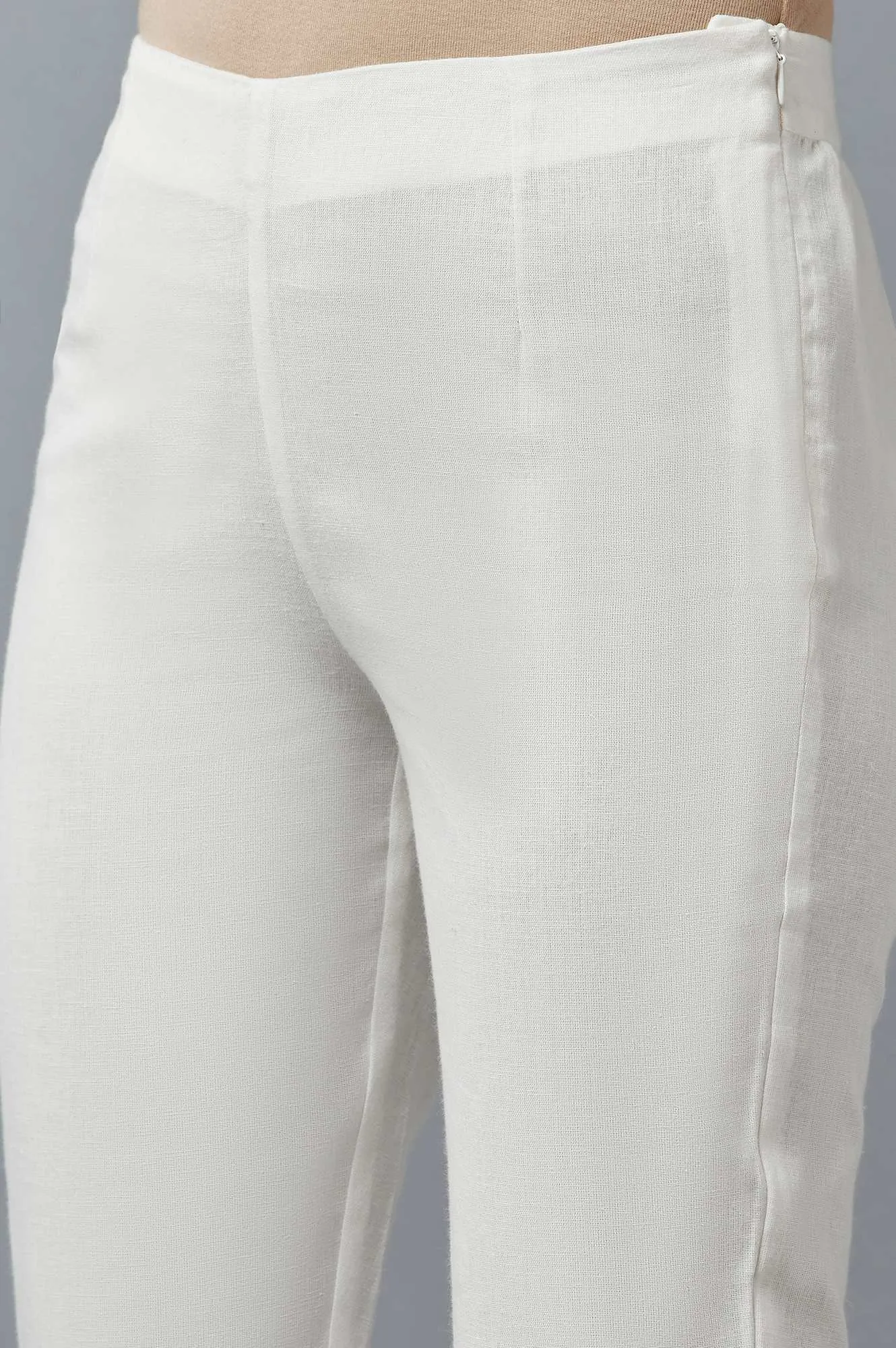 Blue And White Cotton Flax Slim Pants Combo