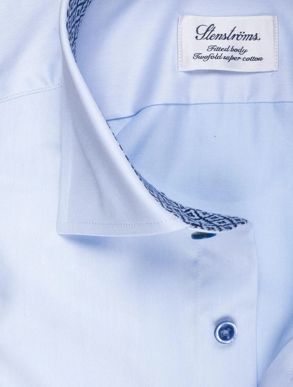 Blue Contrast Twill Fitted Body Shirt