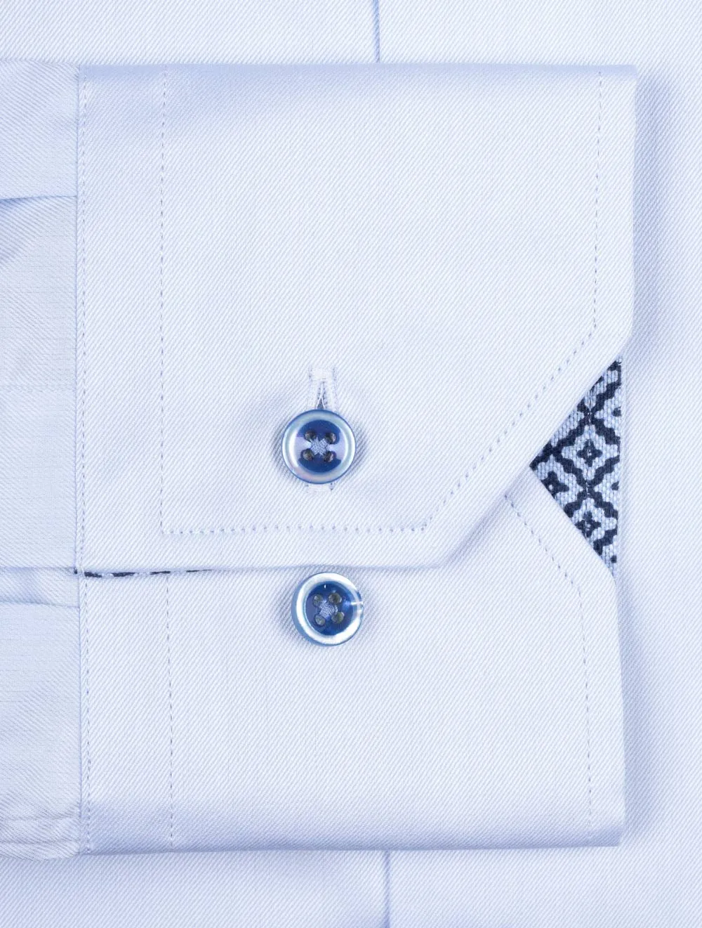 Blue Contrast Twill Fitted Body Shirt