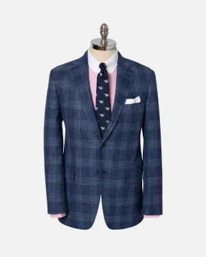 BLUE/COPPER PLAID WOO/LINEN SPORT COAT
