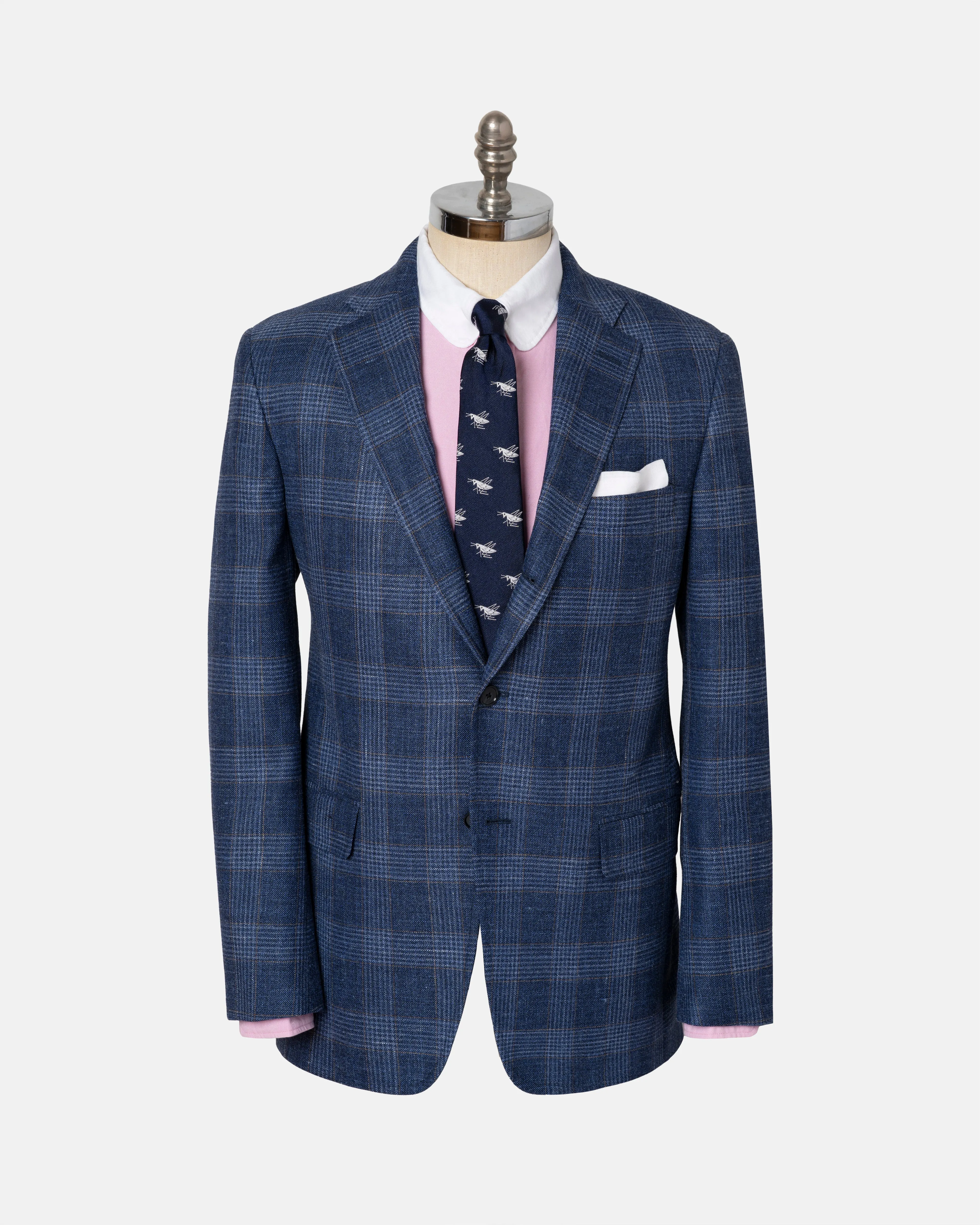 BLUE/COPPER PLAID WOO/LINEN SPORT COAT