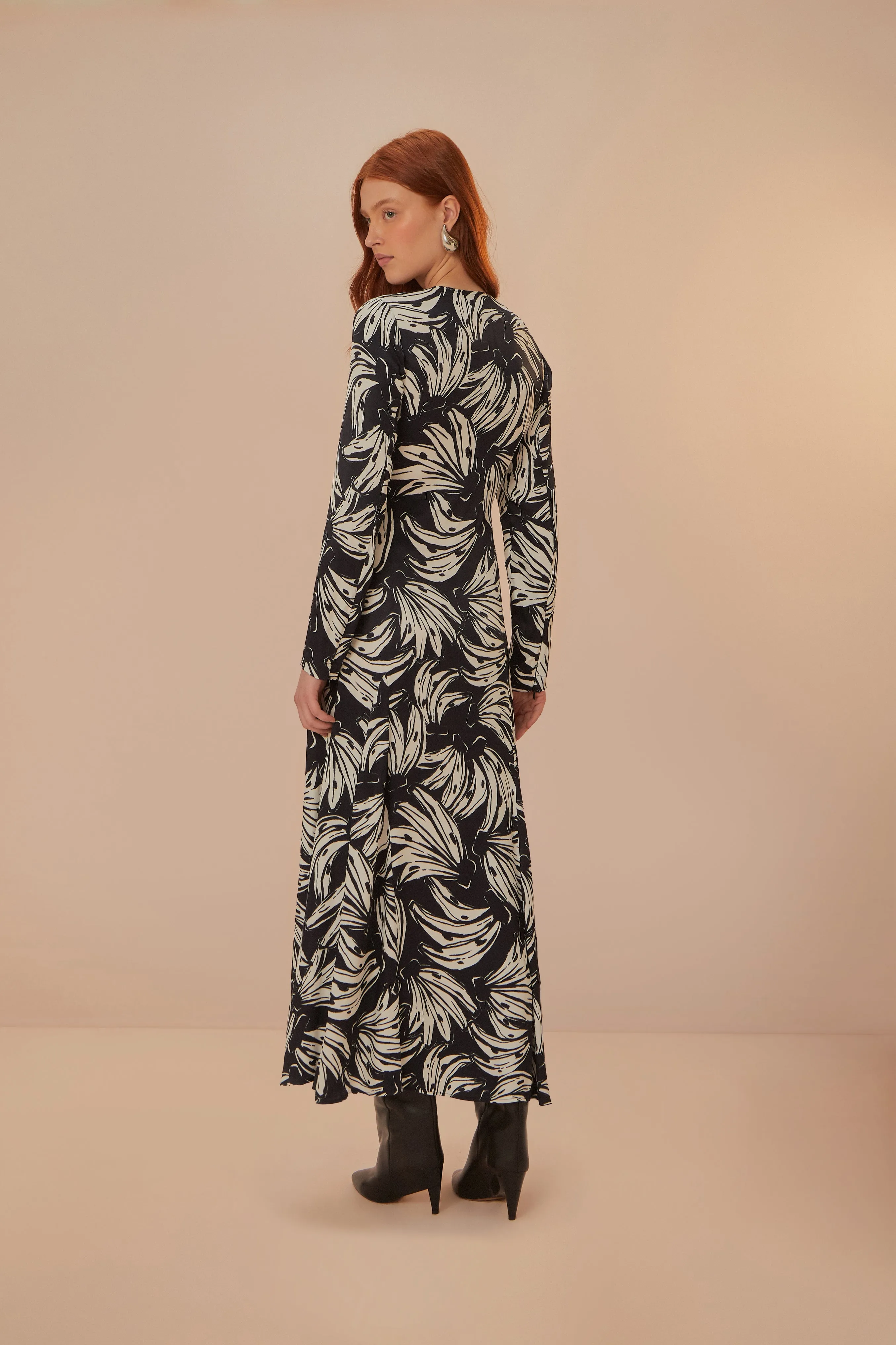 Bossa Banana Black Midi Dress