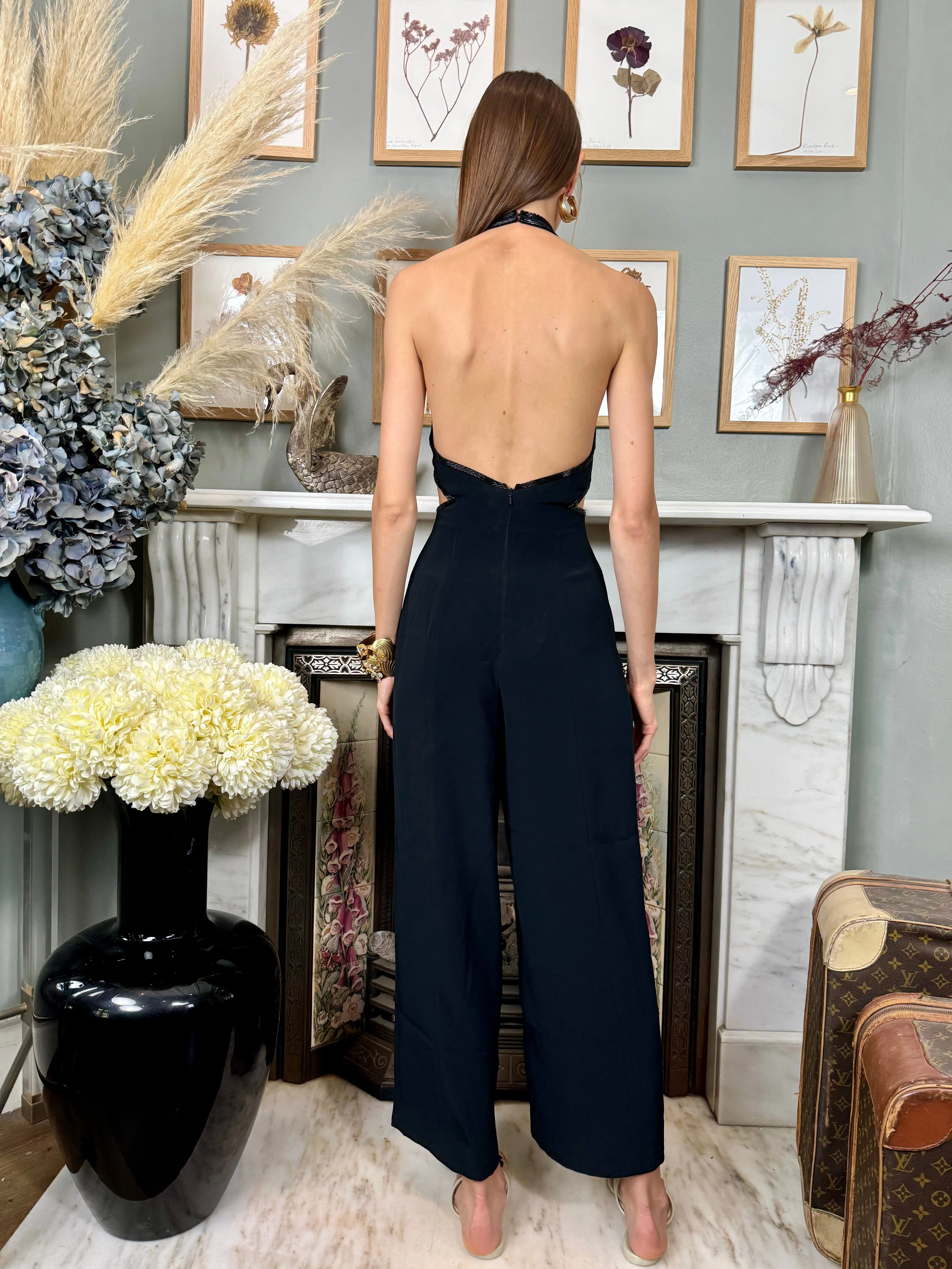 Cache, 80s black beaded jumpsuit