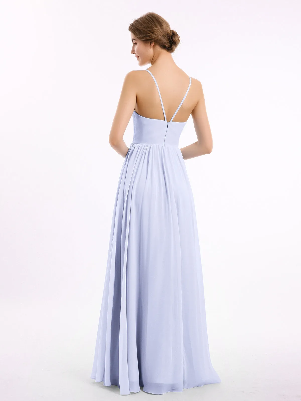 Chiffon Bridesmaid Dresses with Spaghetti Straps-Lavender Plus Size