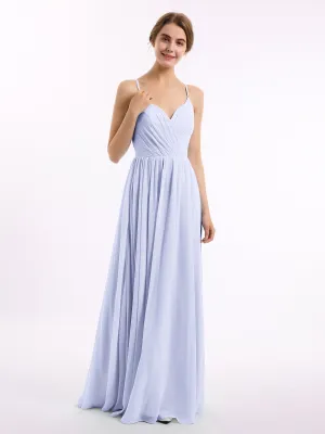 Chiffon Bridesmaid Dresses with Spaghetti Straps-Lavender Plus Size