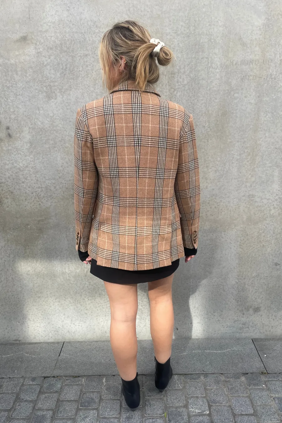Clarisse Wool Boyfriend Jacket Brown Check