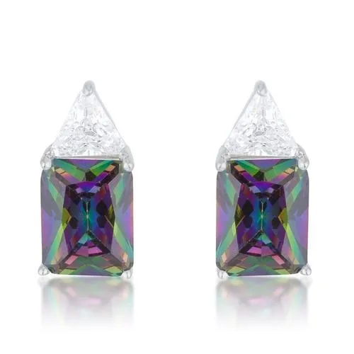 Classic Mystic Cubic Zirconia Rhodium Stud Earrings