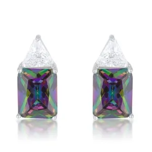 Classic Mystic Cubic Zirconia Rhodium Stud Earrings