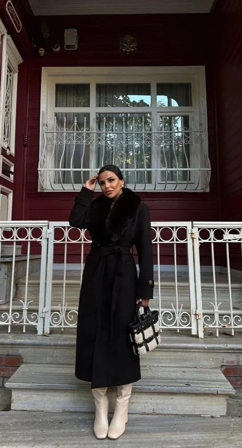Cora Fur Collar Trench Coat