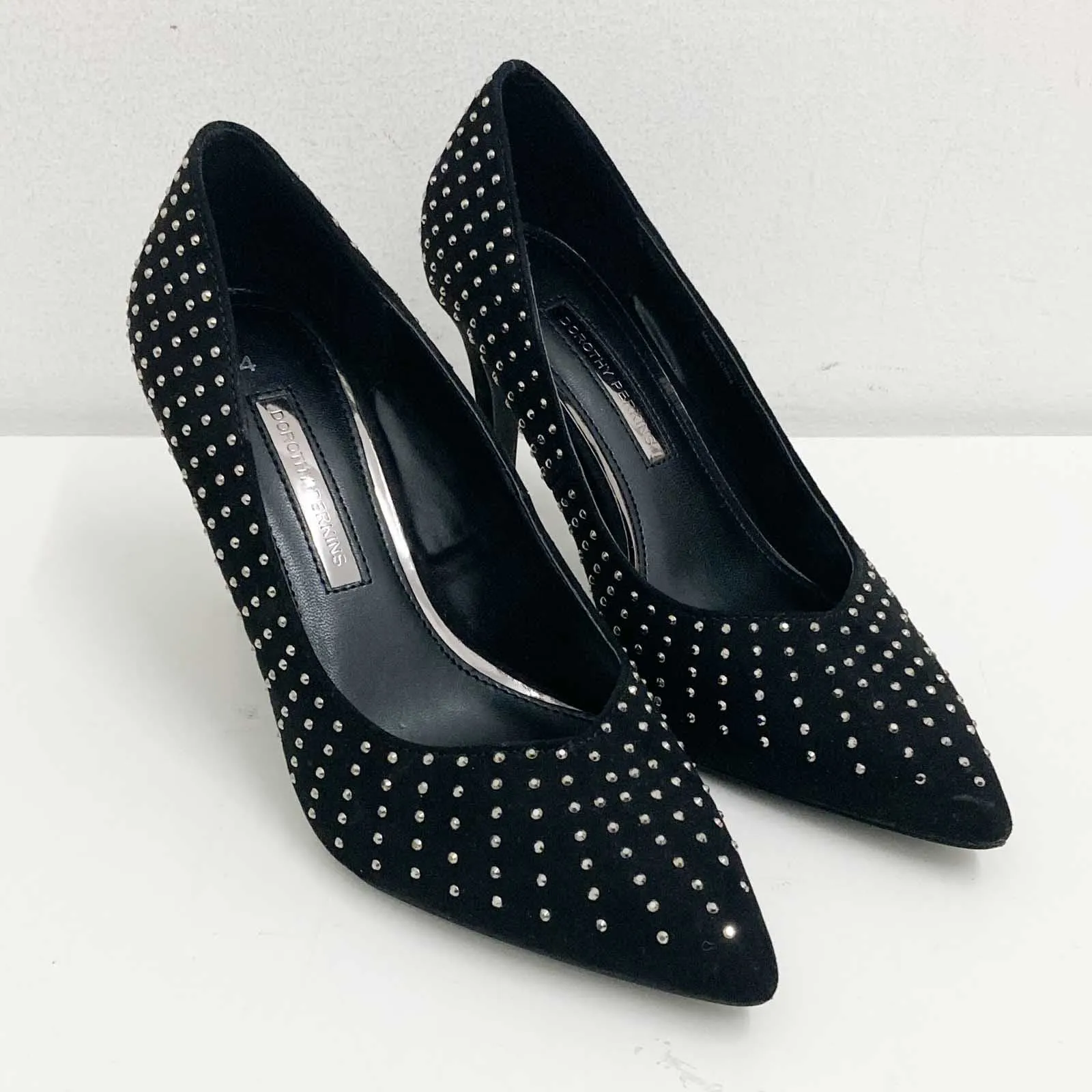 Dorothy Perkins Shoes Size 4 Black Studded Pointed Toe Heels