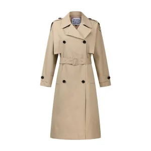 Double-breasted casual lace-up over the knee long trench coat