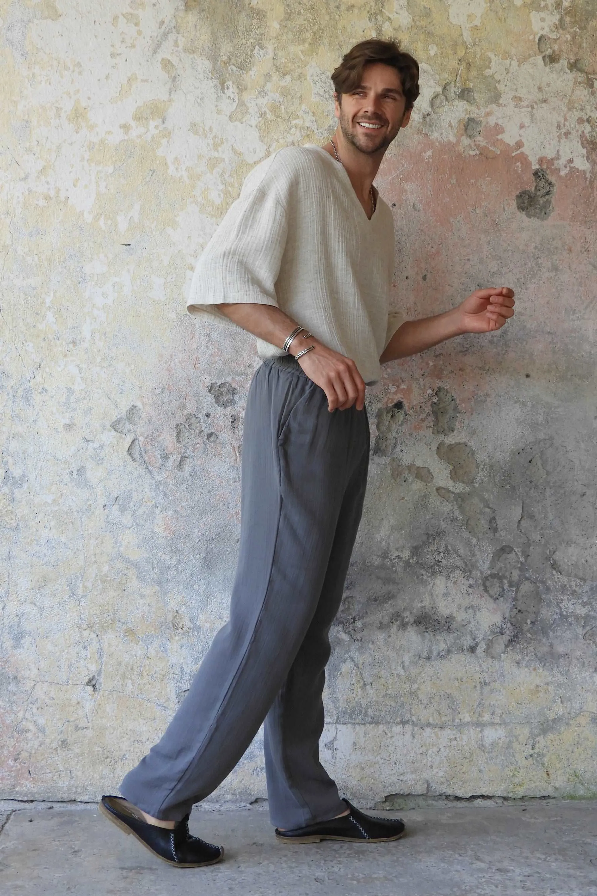 DUNE Organic Gauze Cotton Pants (Dark Gray)