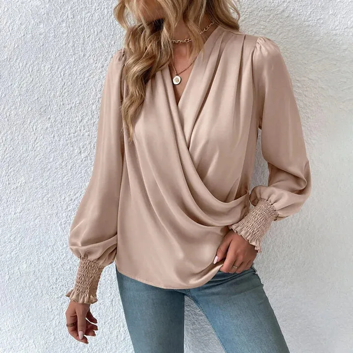 Elara | Elegant Women's Crossover Blouse Pullover - Stylish Top for Any Occasion