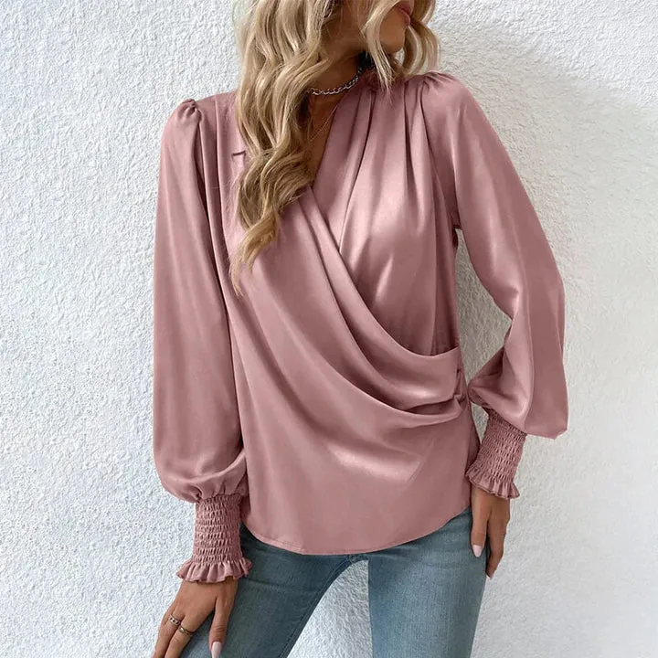 Elara | Elegant Women's Crossover Blouse Pullover - Stylish Top for Any Occasion