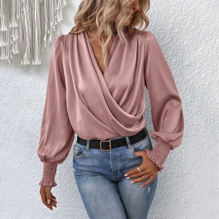 Elara | Elegant Women's Crossover Blouse Pullover - Stylish Top for Any Occasion