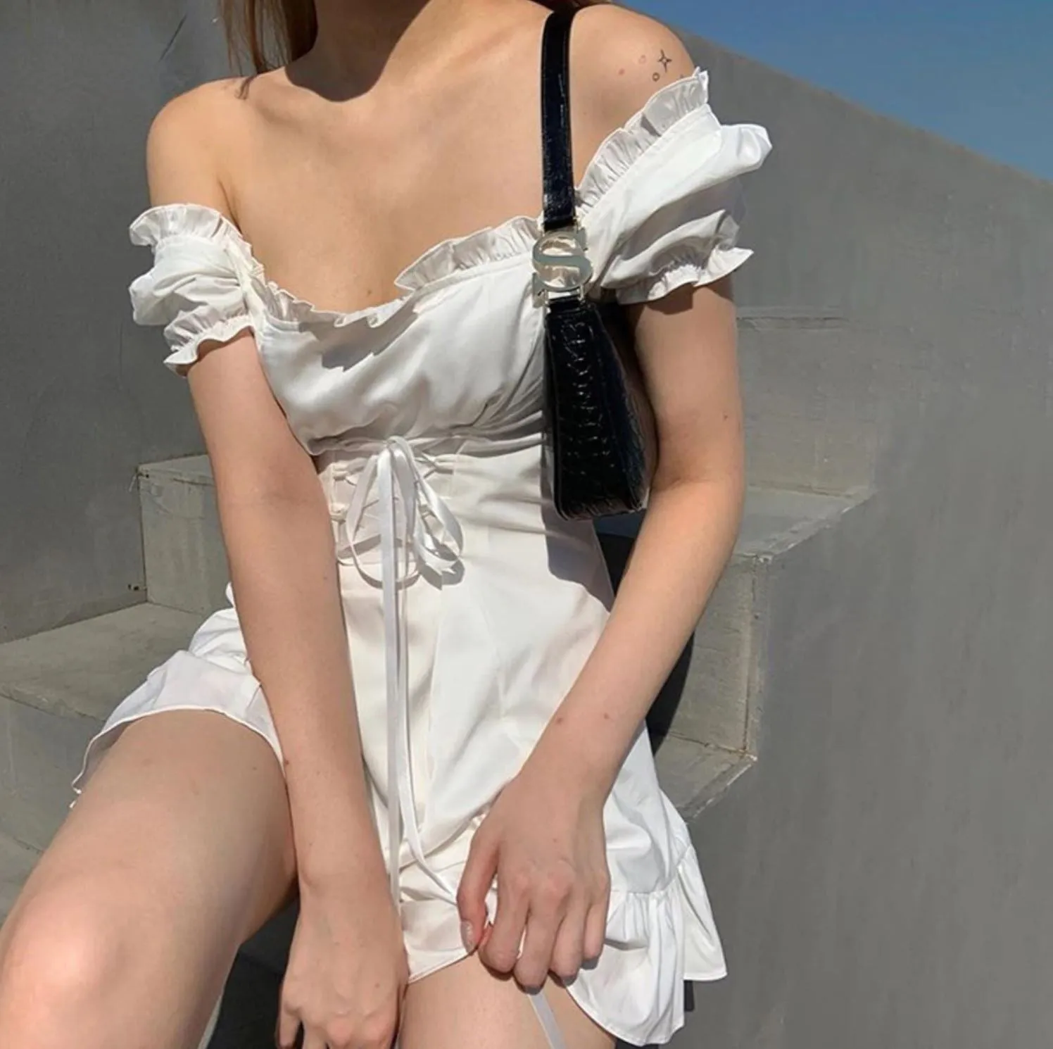 Elegant Bow Silk Mini Dress