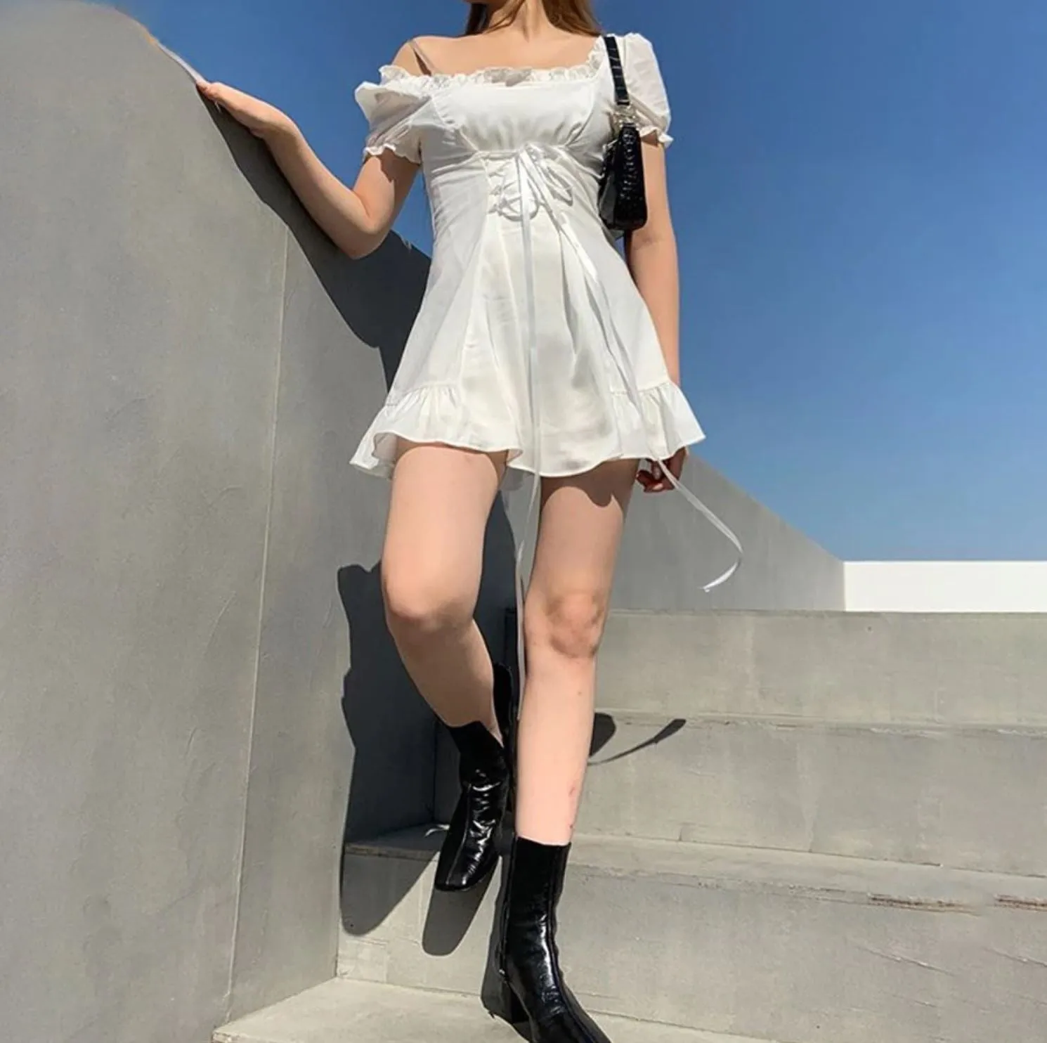 Elegant Bow Silk Mini Dress
