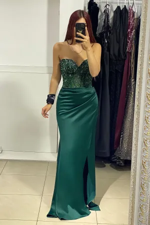 Elegant Sweetheart Split Front Mermaid Prom Dress With Beading