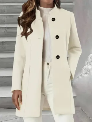 Elegante jas van imitatiebont - lang, warm & met knoopdetails
