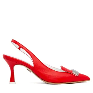 Fiona Red Leather Slingback