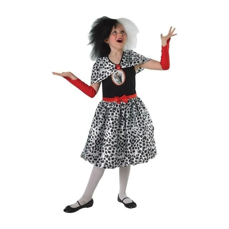 Girls Cruella De Ville Fancy Dress Costume