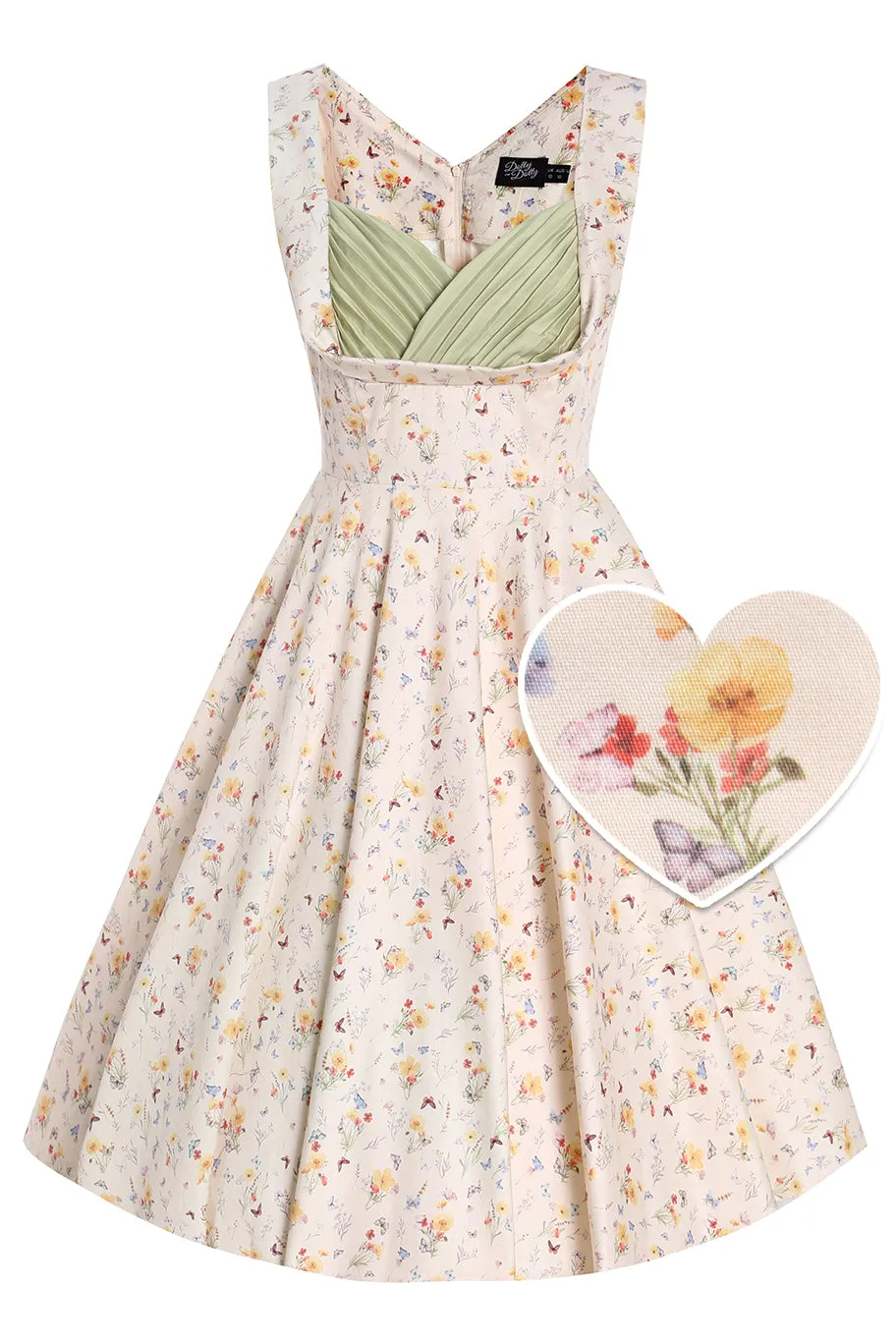 Grace Yellow Meadow Pleated Bust Dress