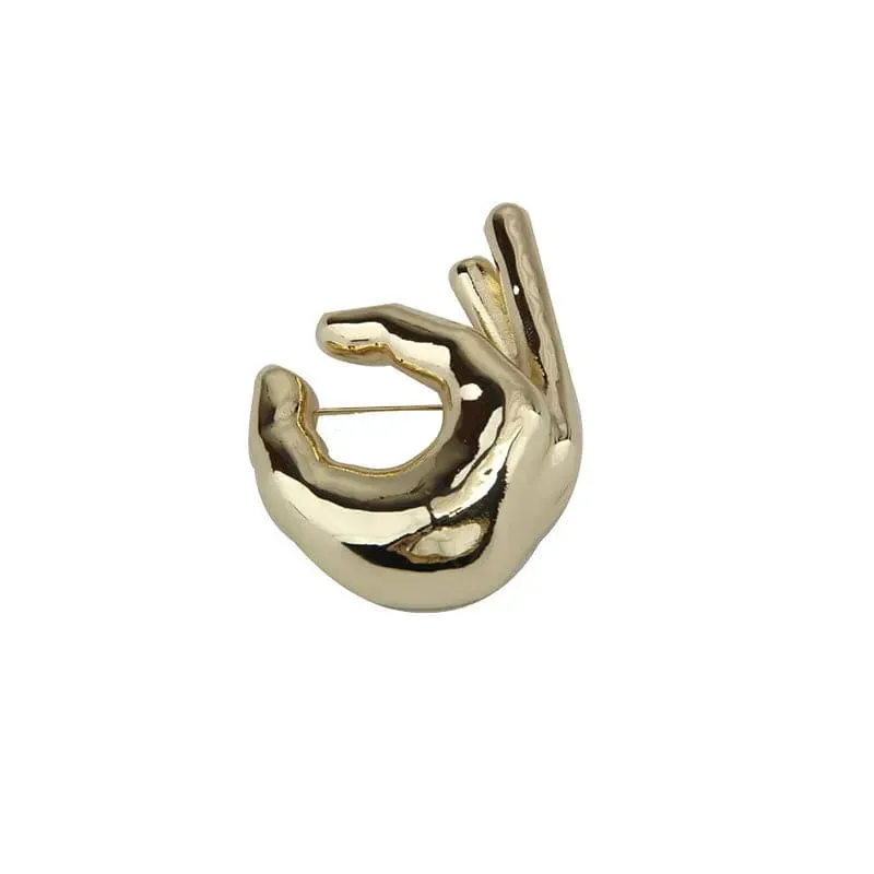 HANDS Sculptural Brooch – Gold & Silver Statement Pin