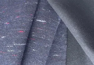 Hefty Flecked Midnight Navy Wool Blend Twill Coating (Made in Italy)