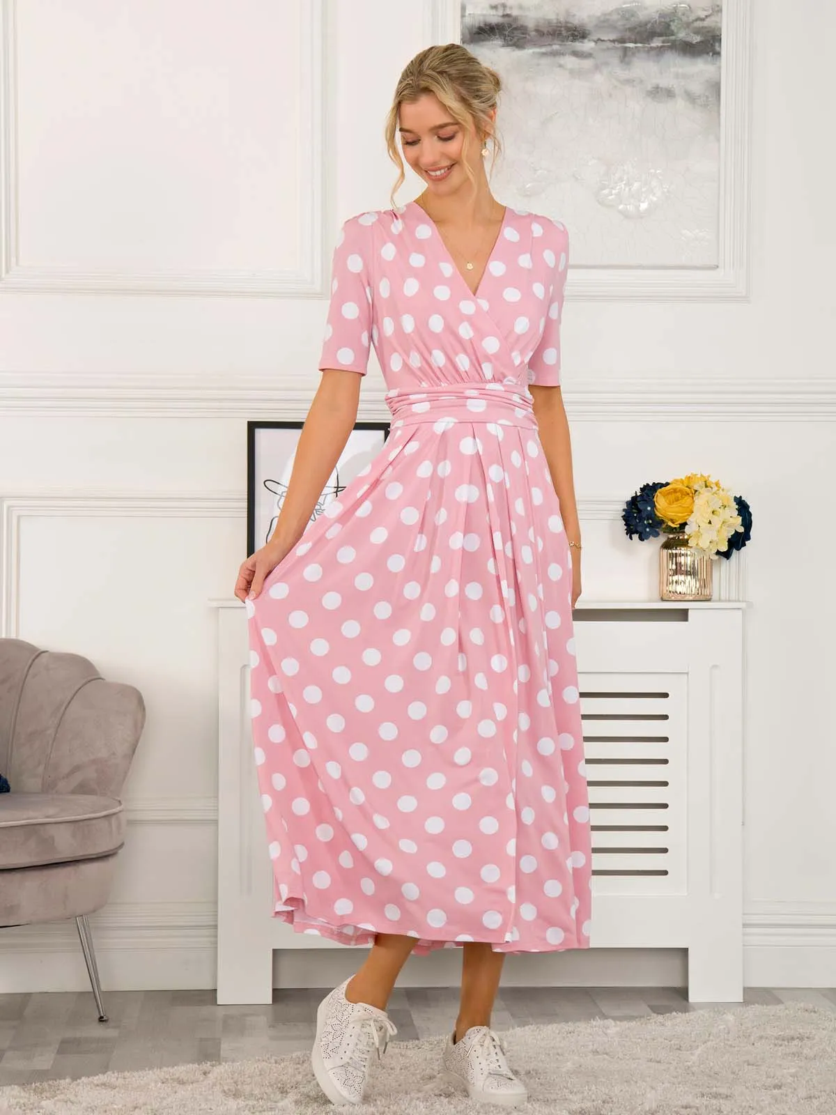 Jolie Moi Odelia Wrap Front Maxi Dress, Light Pink