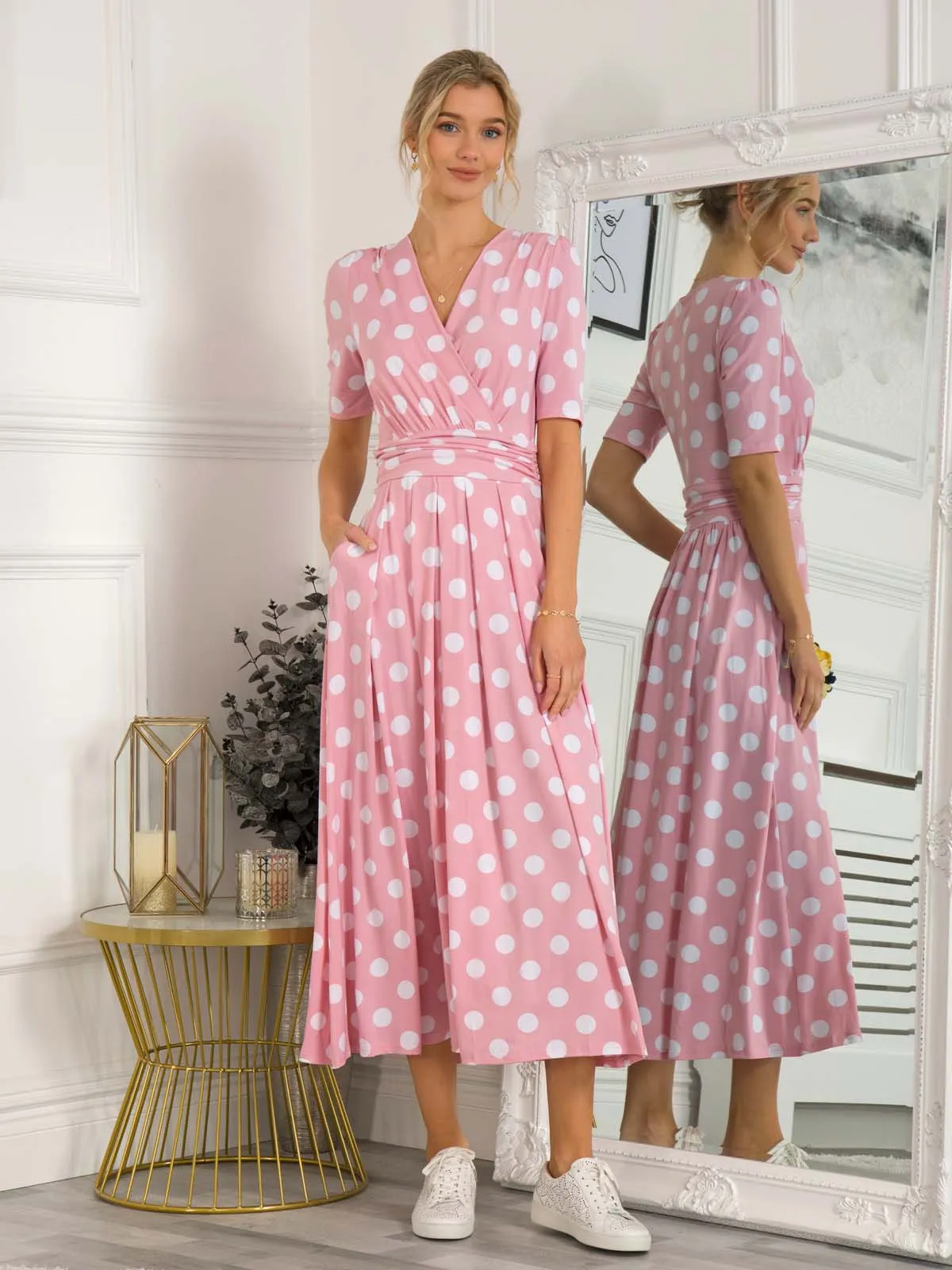 Jolie Moi Odelia Wrap Front Maxi Dress, Light Pink
