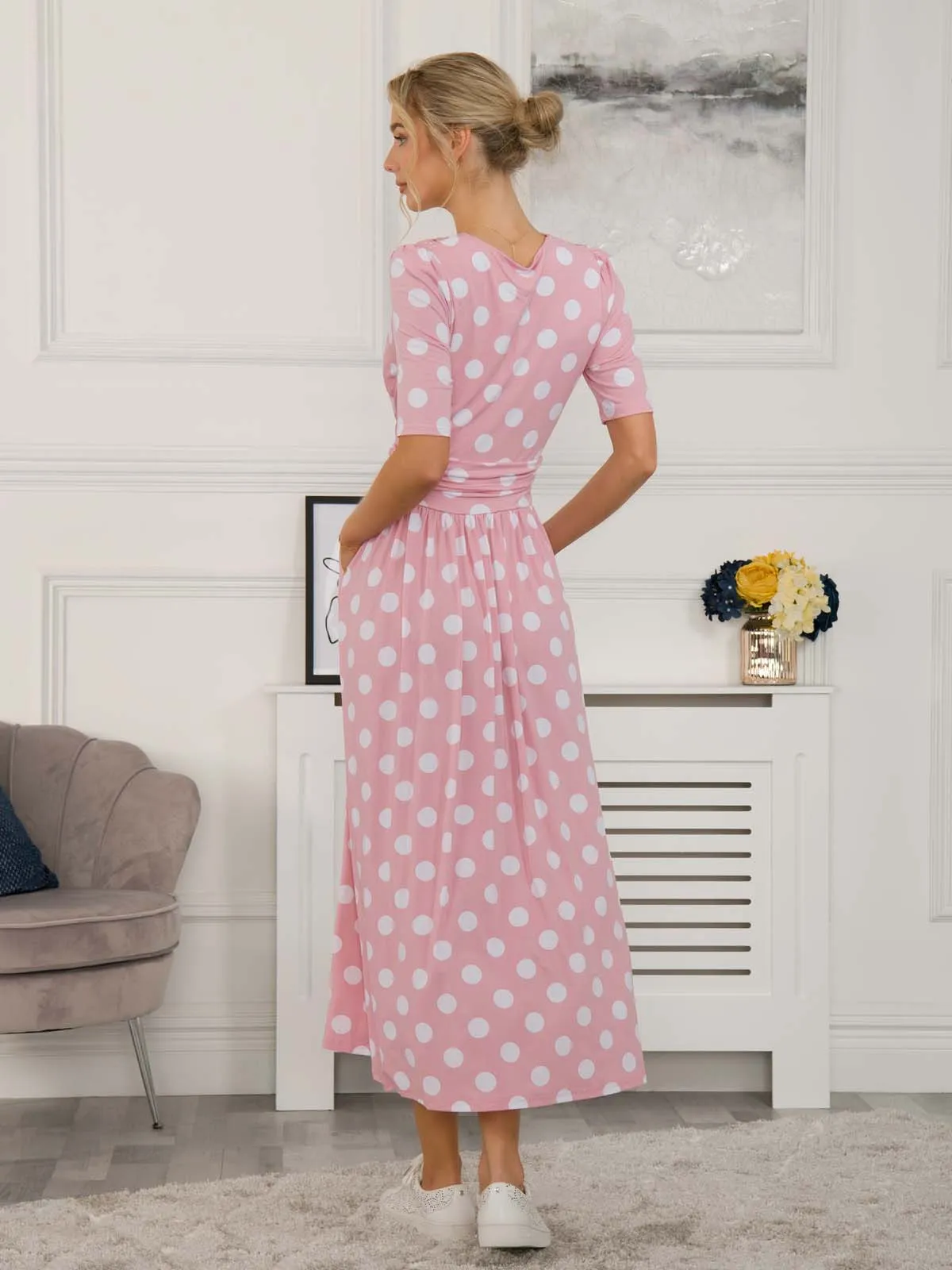 Jolie Moi Odelia Wrap Front Maxi Dress, Light Pink