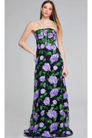 Jovani 39116 Floral Sequin Evening Gown