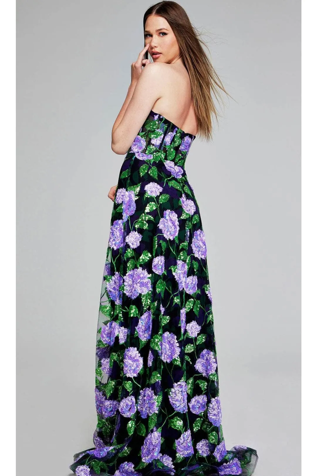 Jovani 39116 Floral Sequin Evening Gown