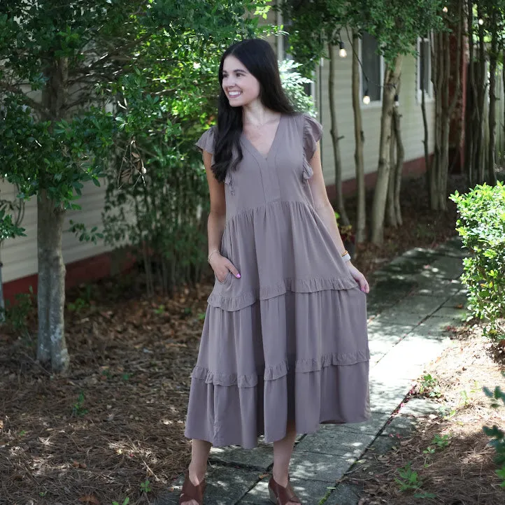 Katie Crush Pocketed Tier Dress In Curvy
