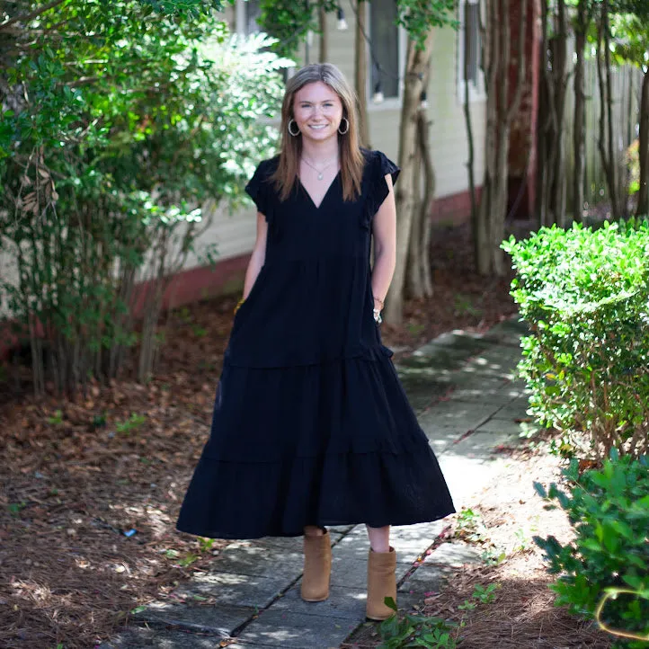Katie Crush Pocketed Tier Dress In Curvy
