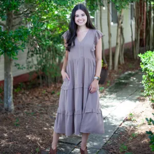 Katie Crush Pocketed Tier Dress In Curvy