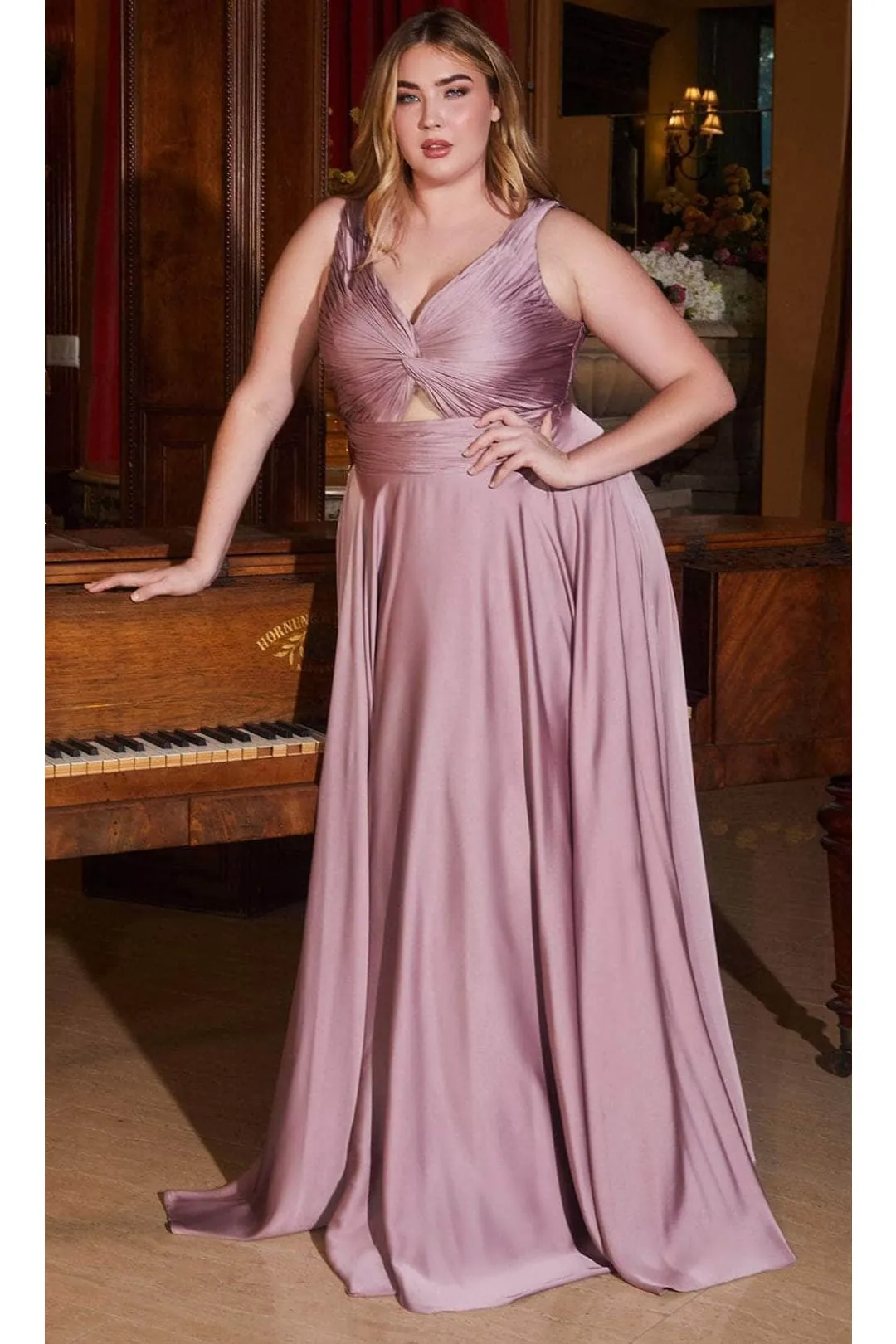 Ladivine Plus Size Prom Dress V-Neck Bridesmaids Evening Gown 7497C