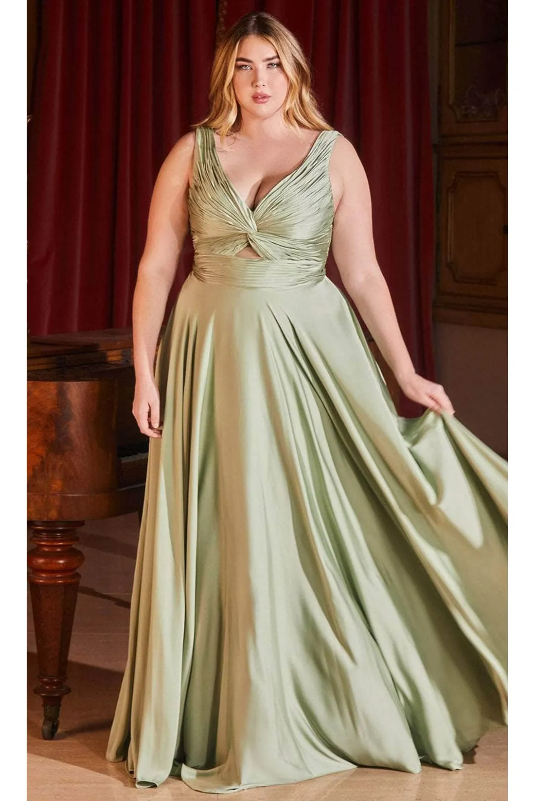 Ladivine Plus Size Prom Dress V-Neck Bridesmaids Evening Gown 7497C